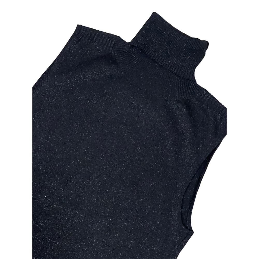 Bebe Turtleneck, Black Gilittery, Sleeveless, Size‎ M, KB61